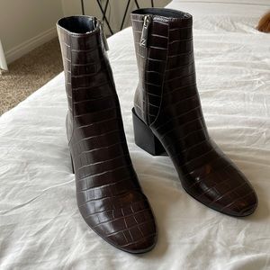 Zara Faux Croc Leather Boot - Size 7